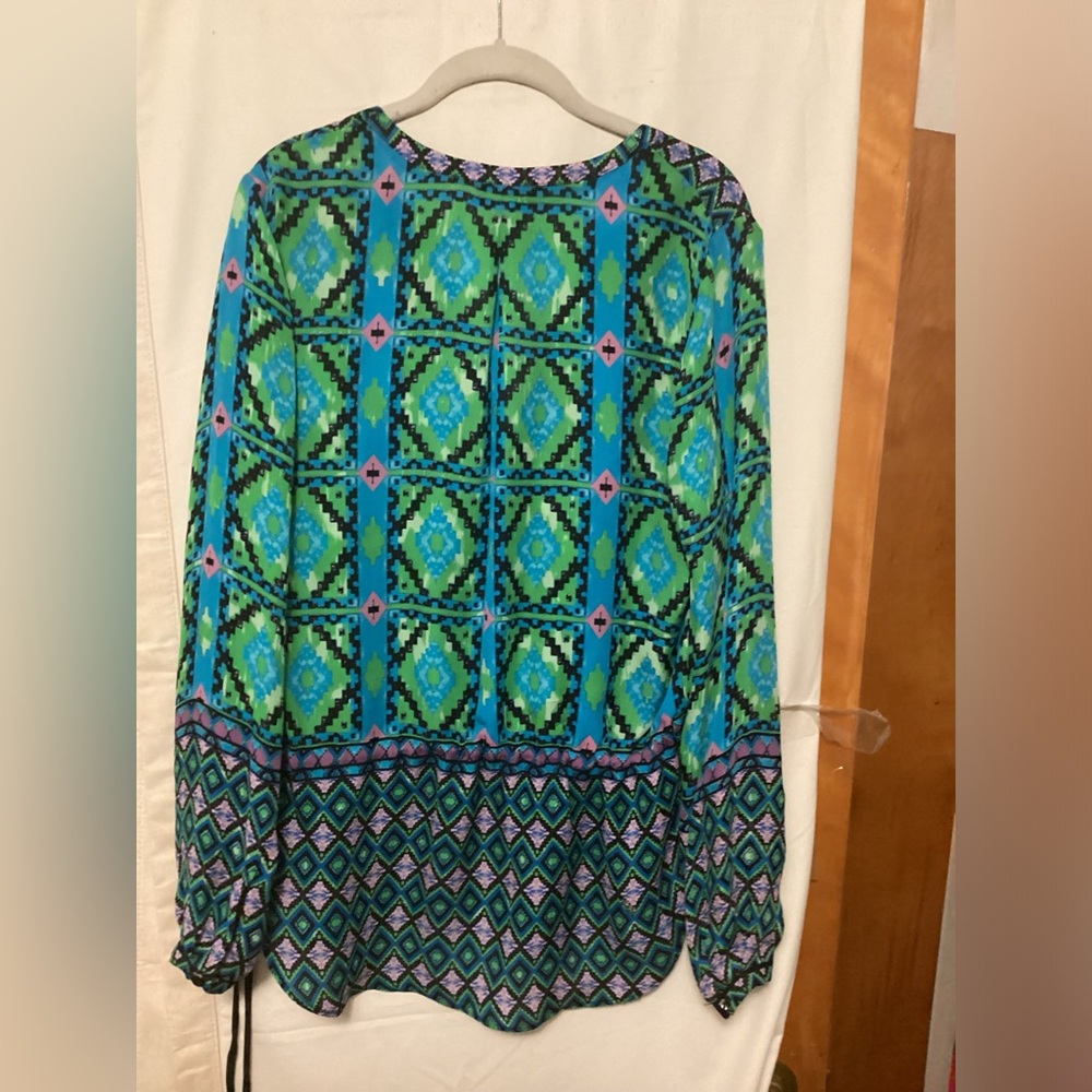 Hale Bob Multicolored Silk Printed Blouse Sz M - image 5